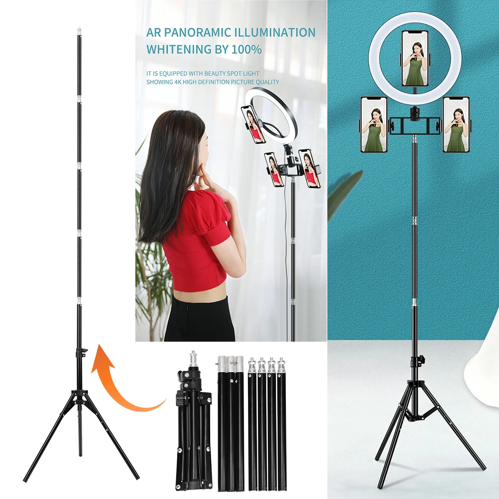 Светодиодный кольцевой светильник для селфи со штативом лампа и держателем