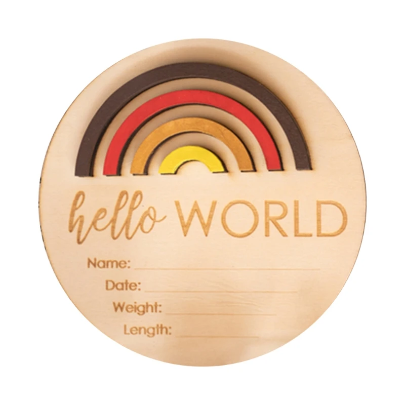 

Wooden Rainbow Milestone Cards Growth Commemorate Baby Birth Monthly Recording Card Newborn Infants Shower Gifts