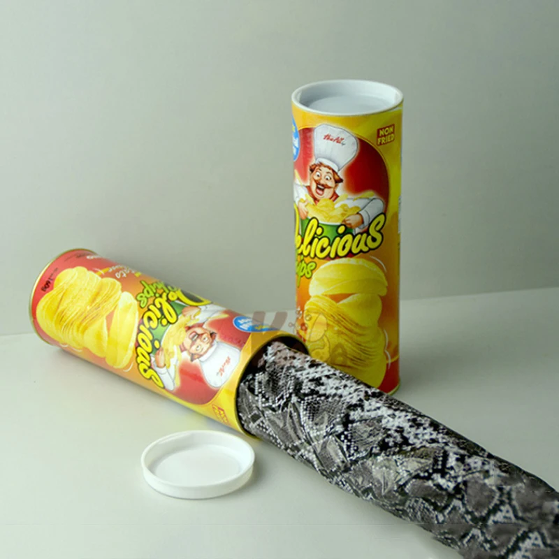 

April Fool's Day Spoof Potato Chip Snake Bouncing Snake Whole Person Startled Tricky Potato Chip Bucket Simulation Snake Toy