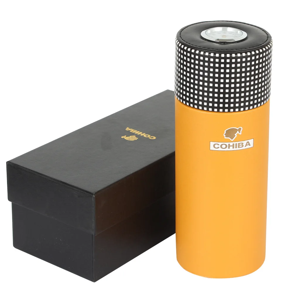 Сигарная трубка для путешествий Humidor коробка кожаный портативный чехол сигар