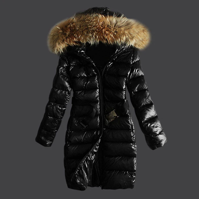 Black with belt Брендовые женские пуховики длинные с меховым воротником с капюшоном гусиный пух парки Черный Коричневый Хаки Синий Женский пуховик - Цвет: Black with belt
