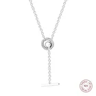 Подлинное ожерелье из стерлингового серебра 925 пробы цепочка паве круг Логотип t-бар Сердце ожерелья для женщин ювелирные изделия подарок колье 2020 Новый