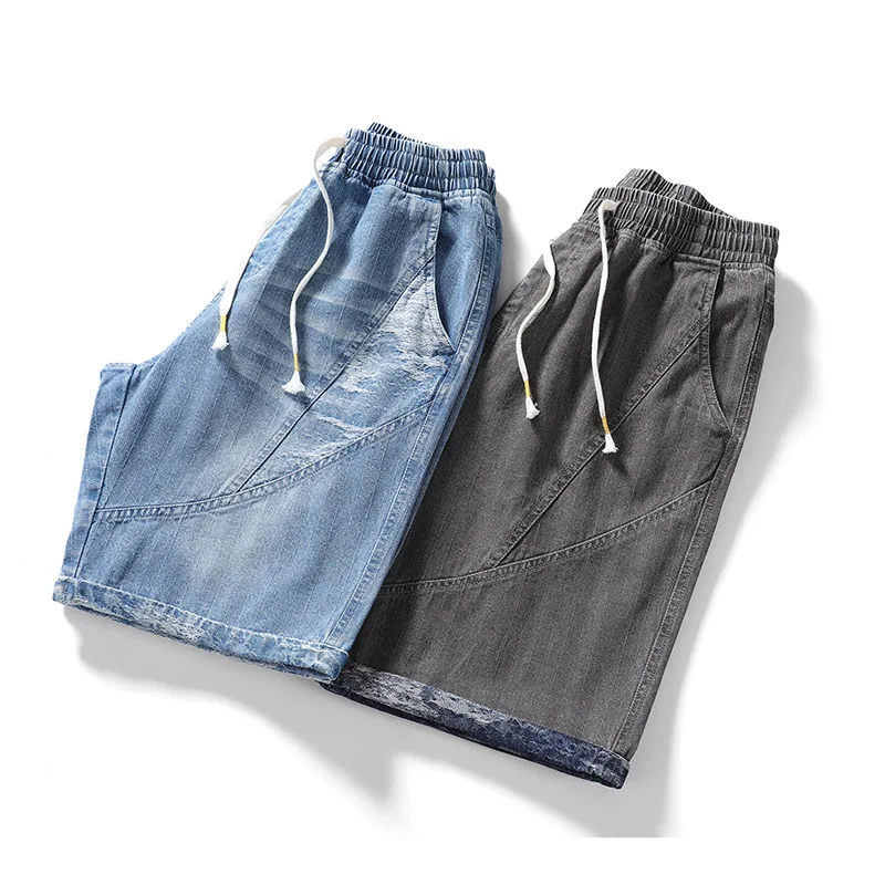 

Men's Denim Shorts 2021 Summer Brand Casual Streetwear Elastic Waist High Quality Fashion Men's Clothing Plus Size Shorts 8XL