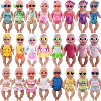 2pcssetflamingo swimsuit bunny ear sunglasses for 18 inch girl doll gift 43 cm born baby doll clothes accessories items toys