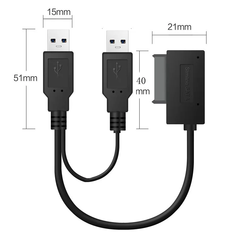 Тонкий SATA кабель USB2.0 до 6 + 7 13Pin с внешним источником питания USB 2 0 для