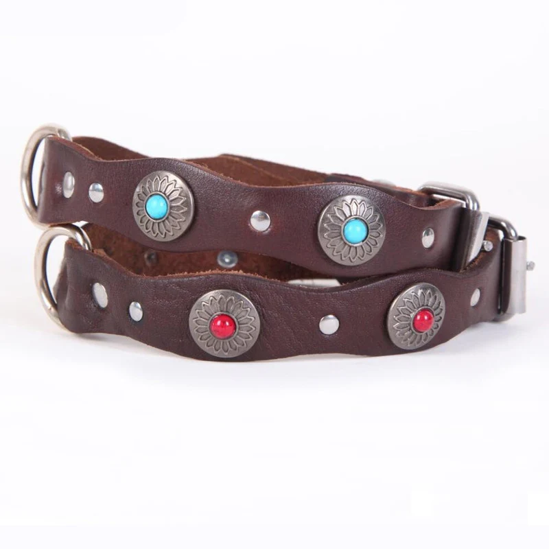 Роскошная персонализированная из натуральной кожи с отделкой ошейник d образным