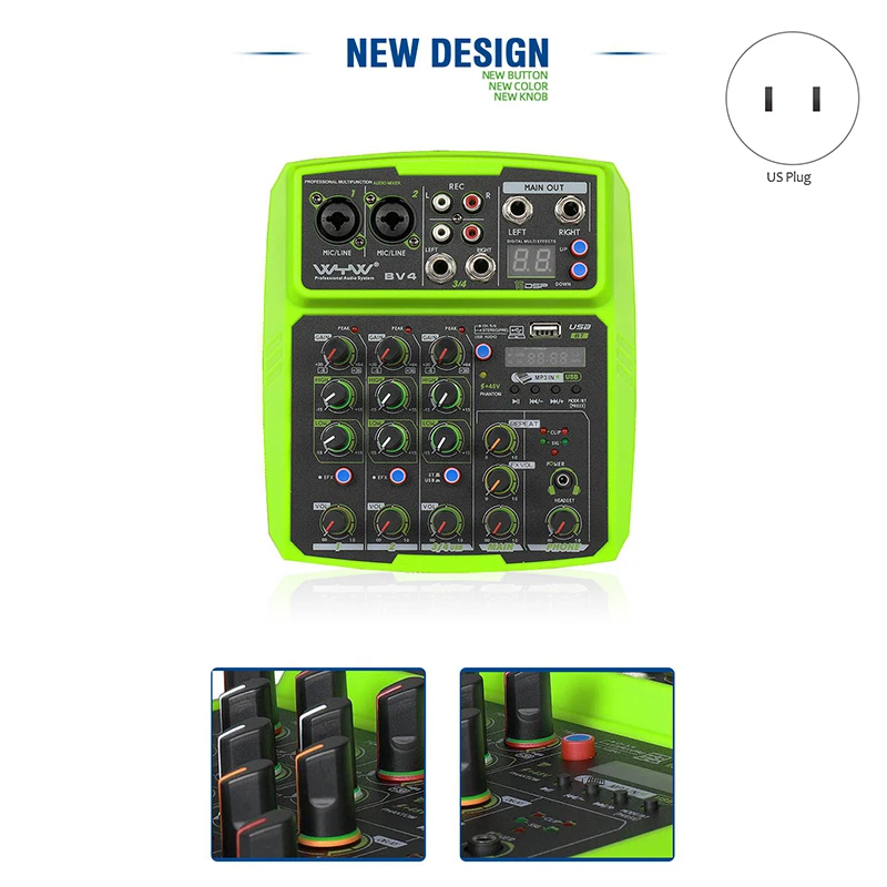 Wenyanwen 4 канальный мини миксер USB Bluetooth цифровой MP3 компьютер Вход 48В