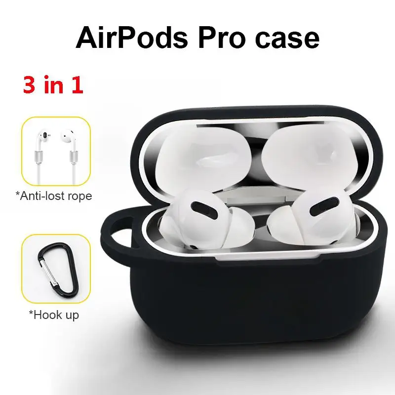 3 в 1 защитный чехол для наушников AirPods Pro мягкий силиконовый корпус + кольцо