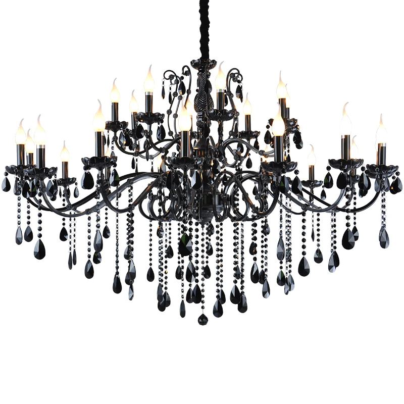 

modern chandeliers lights led crystal candle chandelier American restaurant bedroom retro iron candle Black Chandelier Home E14