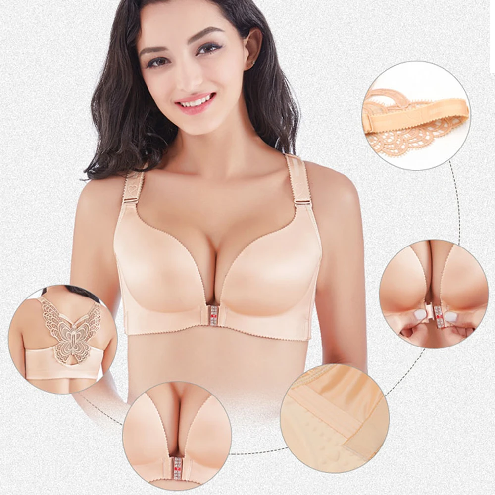 

lingerie femme Butterfly beauty back big size bra Sexy gathering Fat MM Traceless NO-Steel ring underwear women Large Size C D E