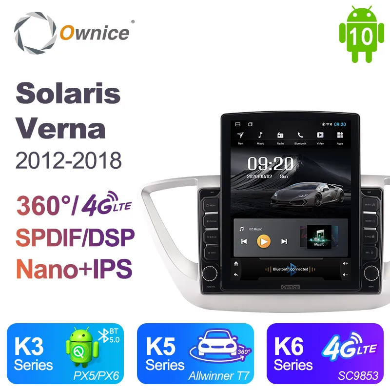 

Ownice Android 10.0 for Hyundai solaris verna 2012 -2018 Car Radio Auto Multimedia Video Audio GPS Player head Unit 360 Panorama