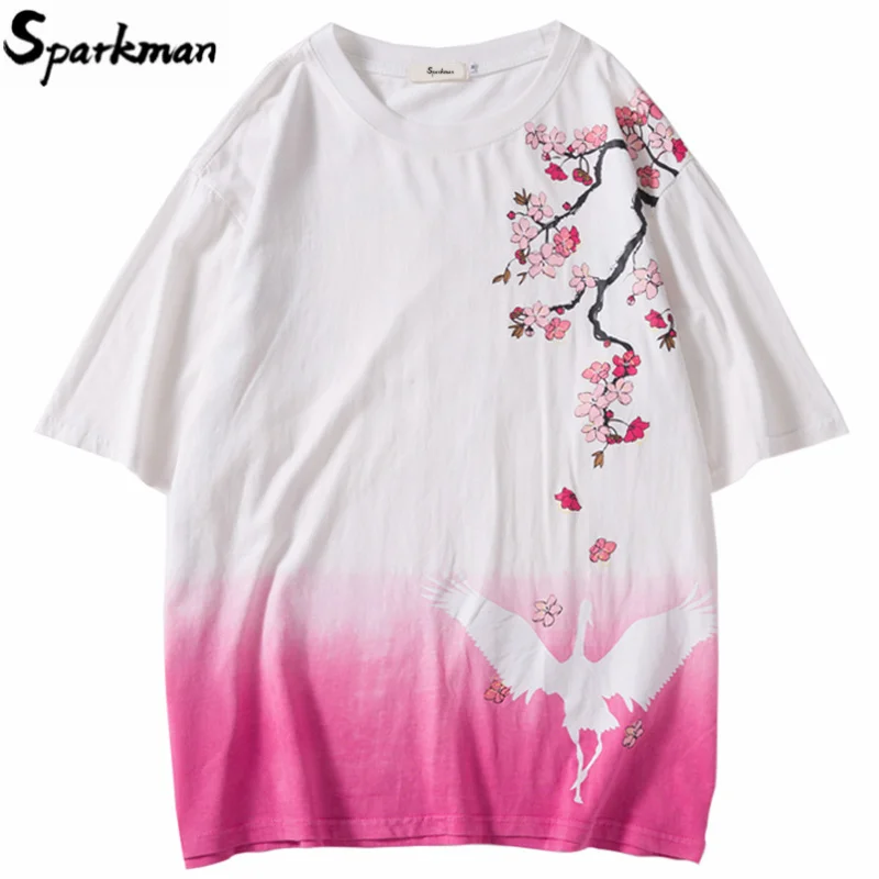 2019 хип хоп Мужская футболка уличная японская градиентная Футболка Harajuku Sakura Cherry