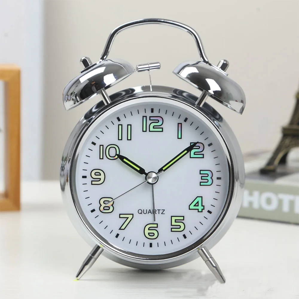 

Retro Alarm Clock Bell 4inch Children's Wake Up Table Clocks With Night Light Digital Clock Home Bedroom Decoration Bedside Bell