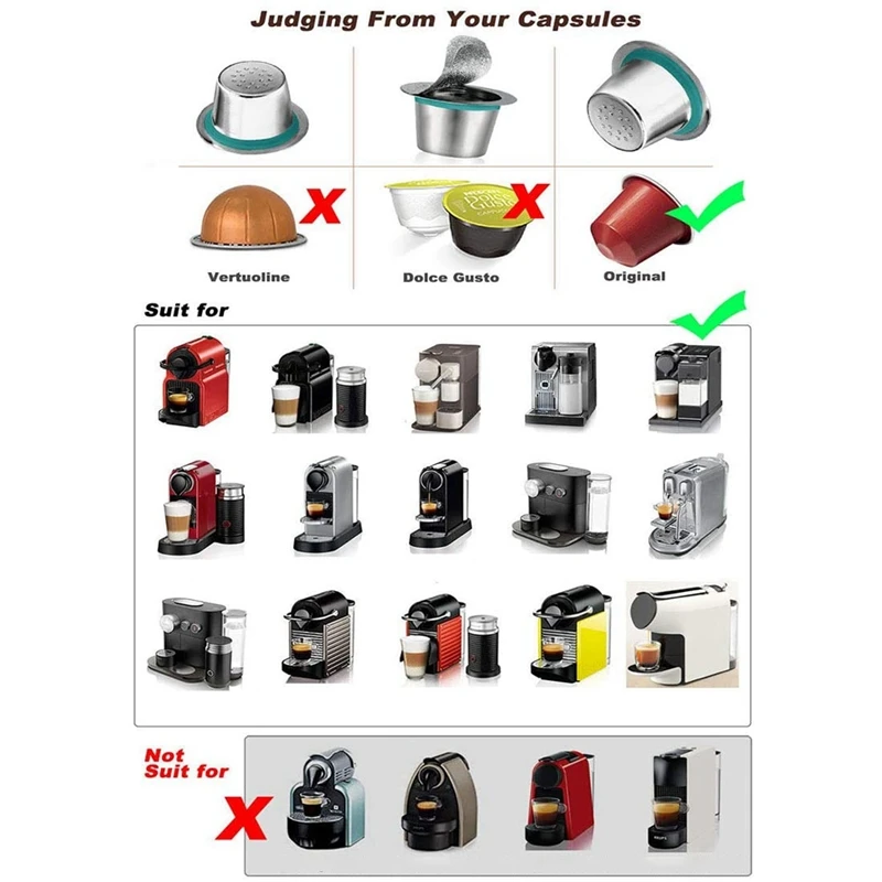 

3Pcs Stainless Steel Refillable Coffee Capsules Sets Pods Reusable Coffee Filter for Nespresso