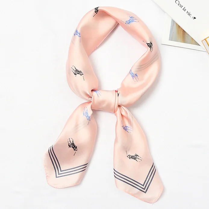 horse pink JOEJERRY мультяшный мини шарф Шелковый Квадратный маленький шарф повязка для волос женские головные банданы собака лошадь рисунок альпака - Цвет: horse pink