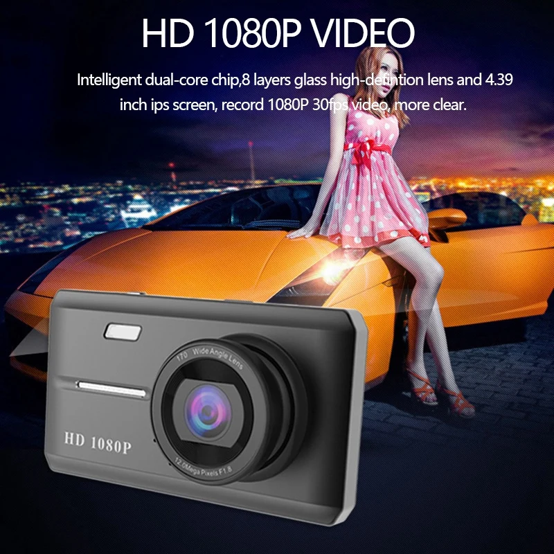 

Car DVR 4.39 Inch Full HD Screen Dash Camera Dual Lens with Rearview Camera Video Recorder Auto Registrator DVRs