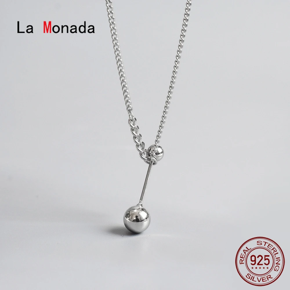 

La Monada 925 Silver Chain Necklace For Women Round Two Ball Pendant Silver 925 Jewelry Fashion Silver Necklace 925 Female