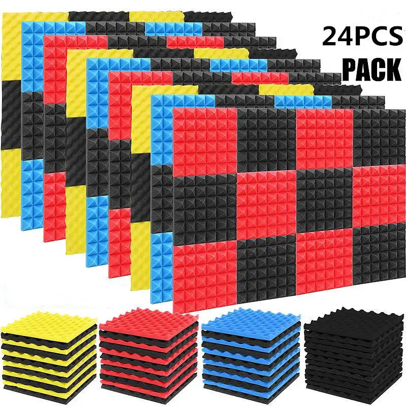 

24PCS 300x300x25mm Soundproofing Panel Studio Acoustic Panel Soundproofing Foam Panel Sound Treatment Studio Room Wall Panels