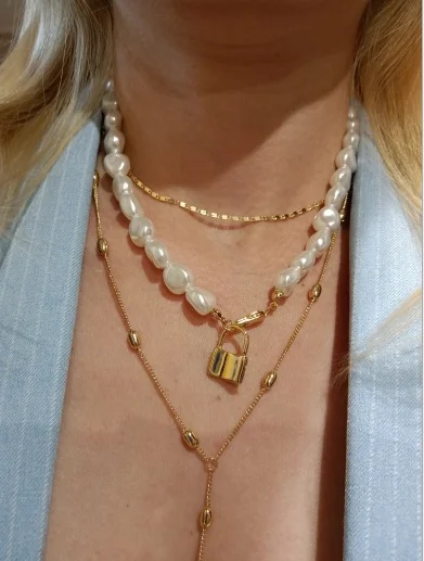 Женское многослойное ожерелье цепочка в стиле хип хоп с имитацией