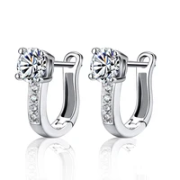new pearl u type zircon earrings silver color jewelry for women girl pendientes plata brincos button with s925 stamp earrings