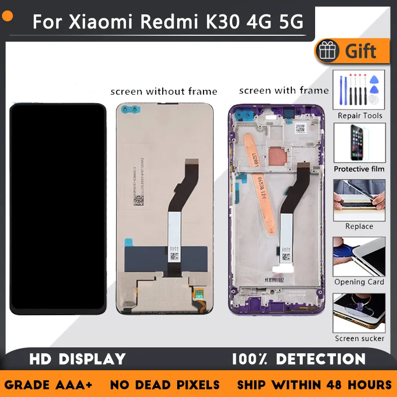 

ЖК-экран AMOLED 6,67 дюйма для Xiaomi Redmi K30 M1912G7BE, M1912G7BC, дисплей + сенсорная панель, дигитайзер для Xiaomi Redmi K30, ЖК-рамка