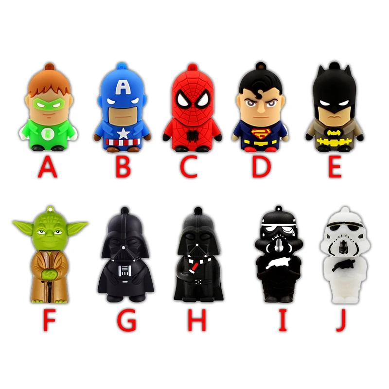 Хит продаж usb 2 0 Капитан Америка Человек паук Бэтмен Супермен 64 Гб USB флеш