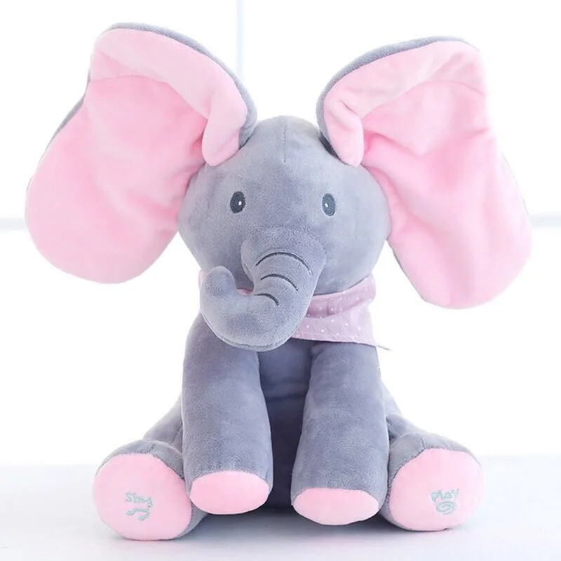 

30cm Singing Voice Gray Pink Shake Ears Elephant Plush Stuffed Toy Electric Plush Doll gift for Boys Girls