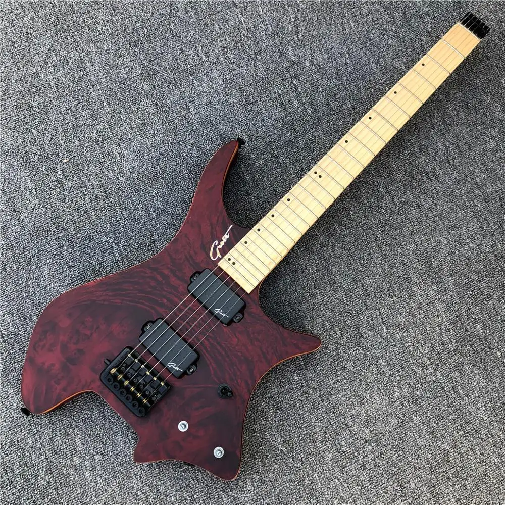 Винно-красная электрическая гитара Grote без головы Заводские 24 лада головки
