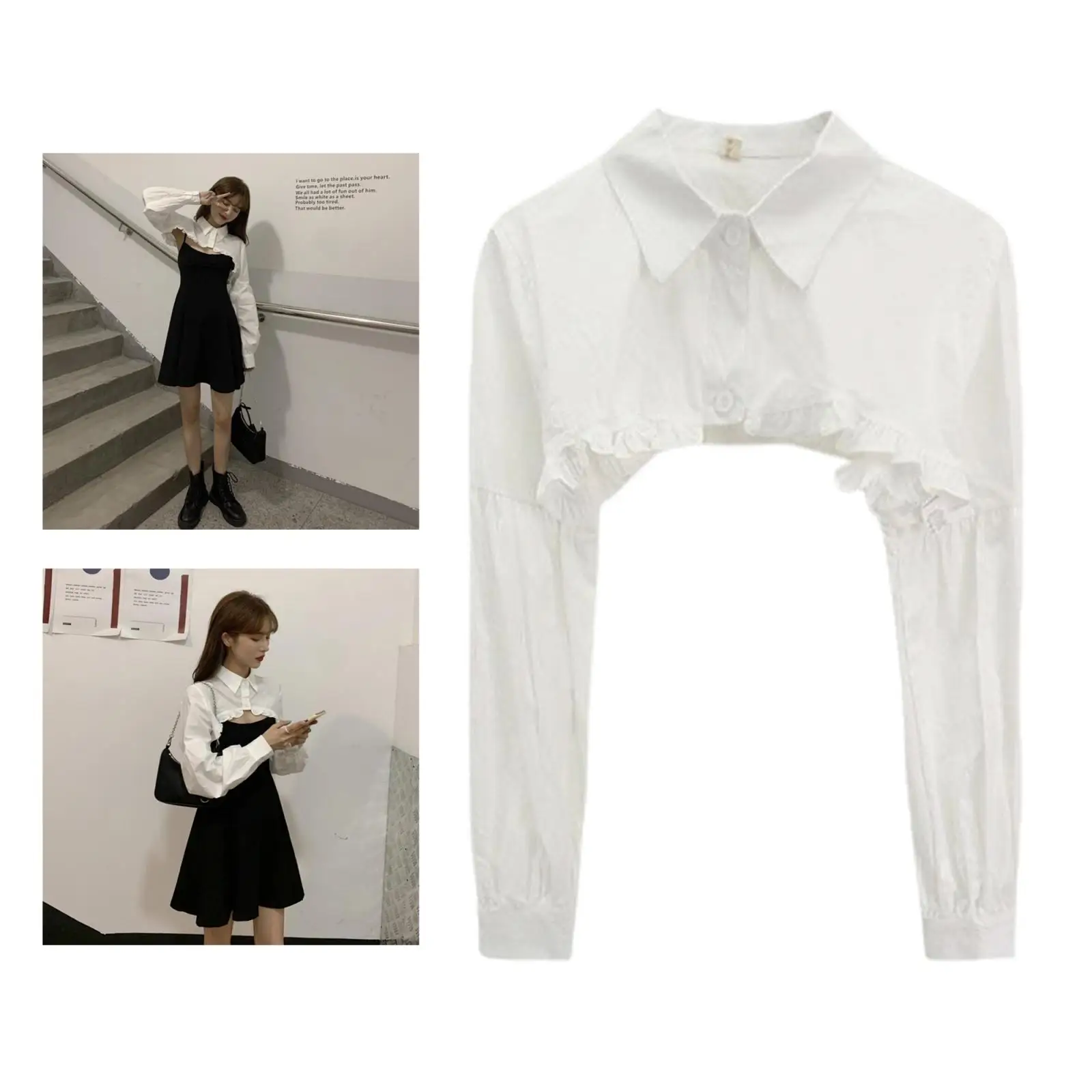 

White Women Fake Collar Newest Half Blouse Hoodie Dress Decor Accessories