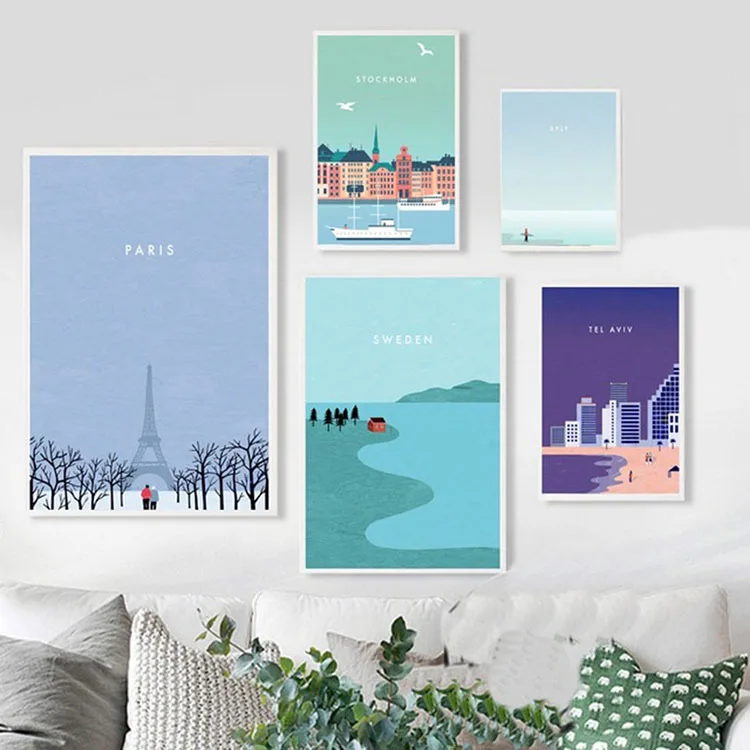 

Nordic Canvas Art World Famous Scenery London New York Wall Pictures Posters and Prints Living Room Modular Painting Home Decor