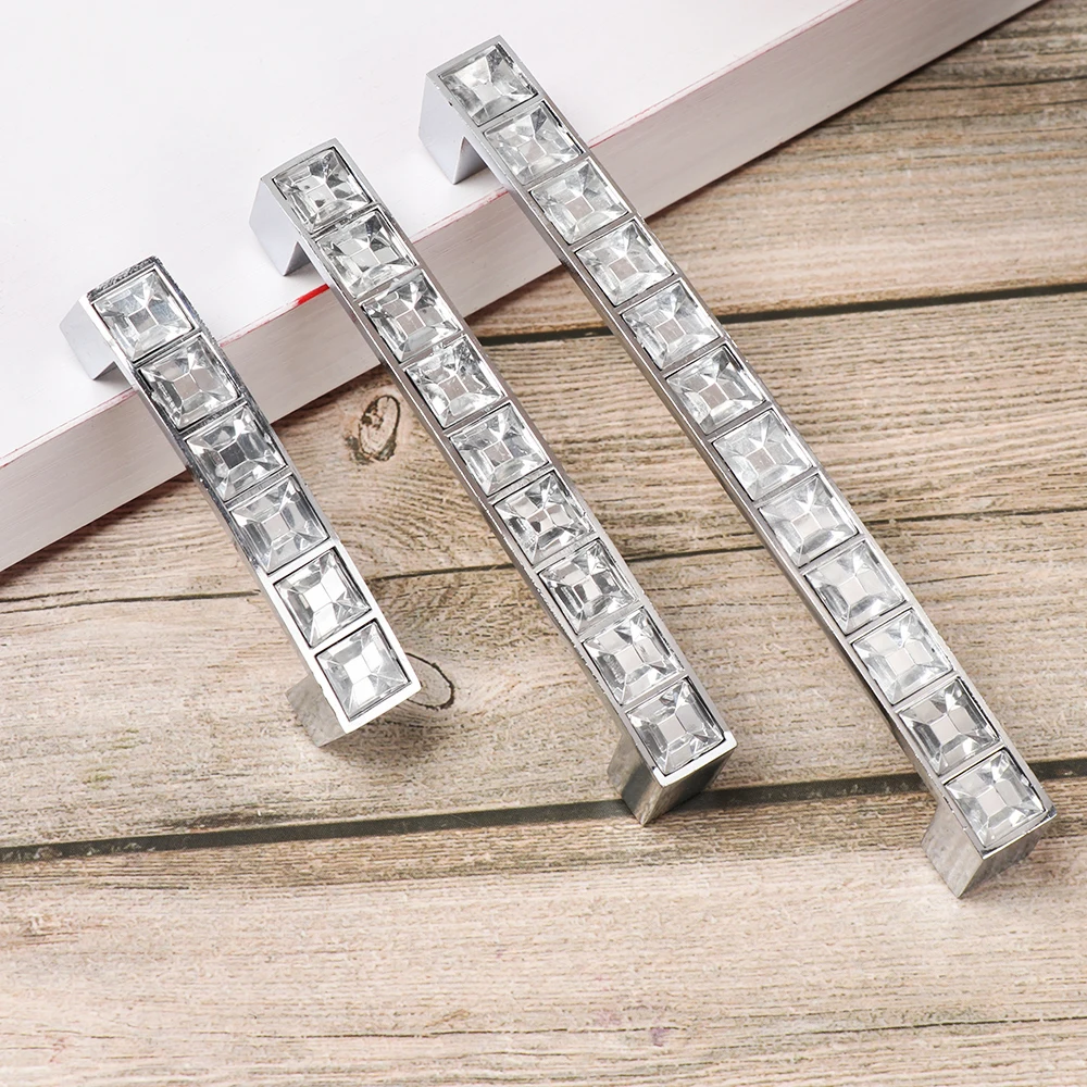 Хрустальные стеклянные ручки для шкафа серебристые Ручки выдвижной ящик ручка