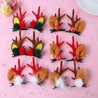 2 pc christmas new cute antler hair clips festival style red antler headband moose mushroom forest nut hair accessories hairpins