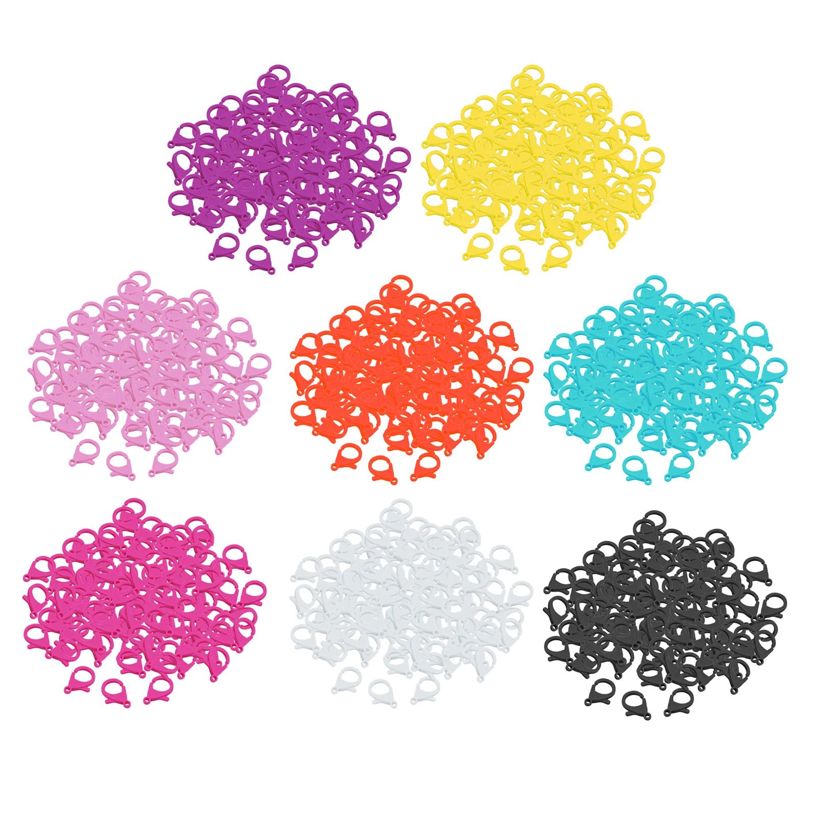 

100Pcs Plastic Buckle Snap Hook Lobster Clasp for DIY Keychain Bags