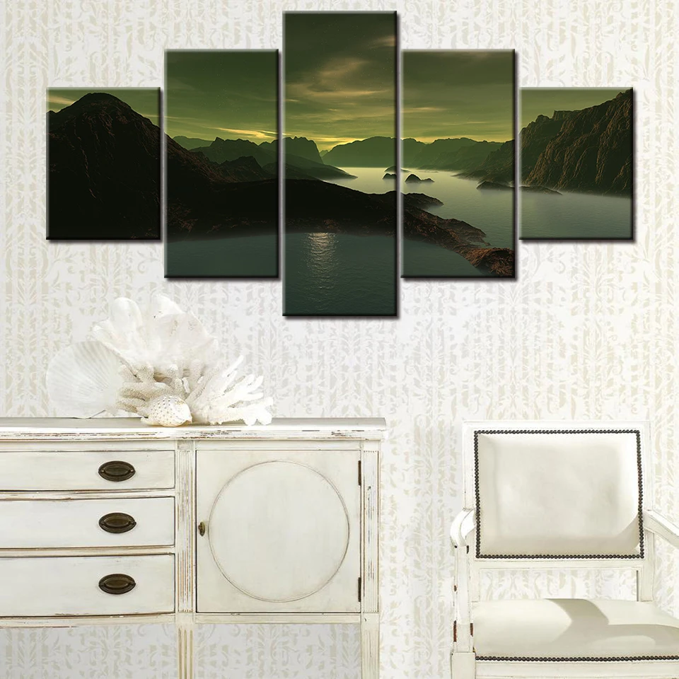 Красивое искусство красочные облака Морской берег 5 шт. модульная Настенная