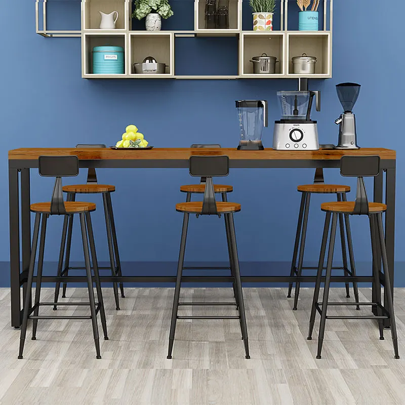 H1 домашний длинный стол высокий и стул из кованого железа клубный бар черного