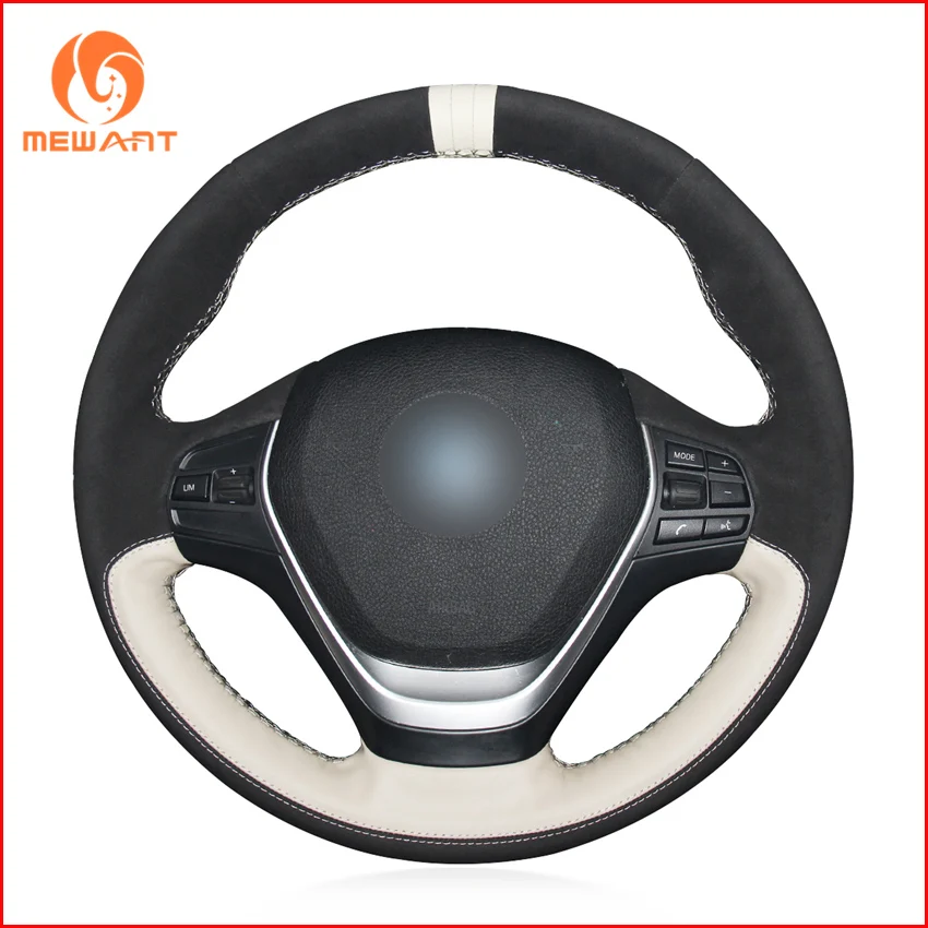 MEWANT бежевая натуральная кожа черная замша чехол на руль для BMW F20 2012-2018 F45 2014-2018 F30 F31