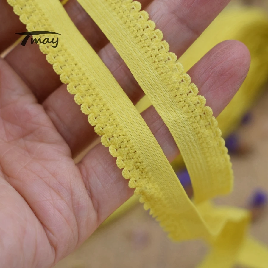 Эластичные ленты #1553 золотисто-желтая кружевная лента 8 ярдов/Лот 12 мм широкая