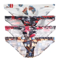 4pcslots sexy men briefs bugle pouch mesh underwear cueca slip homme printed underpant panties quick dry bikini tanga plus size