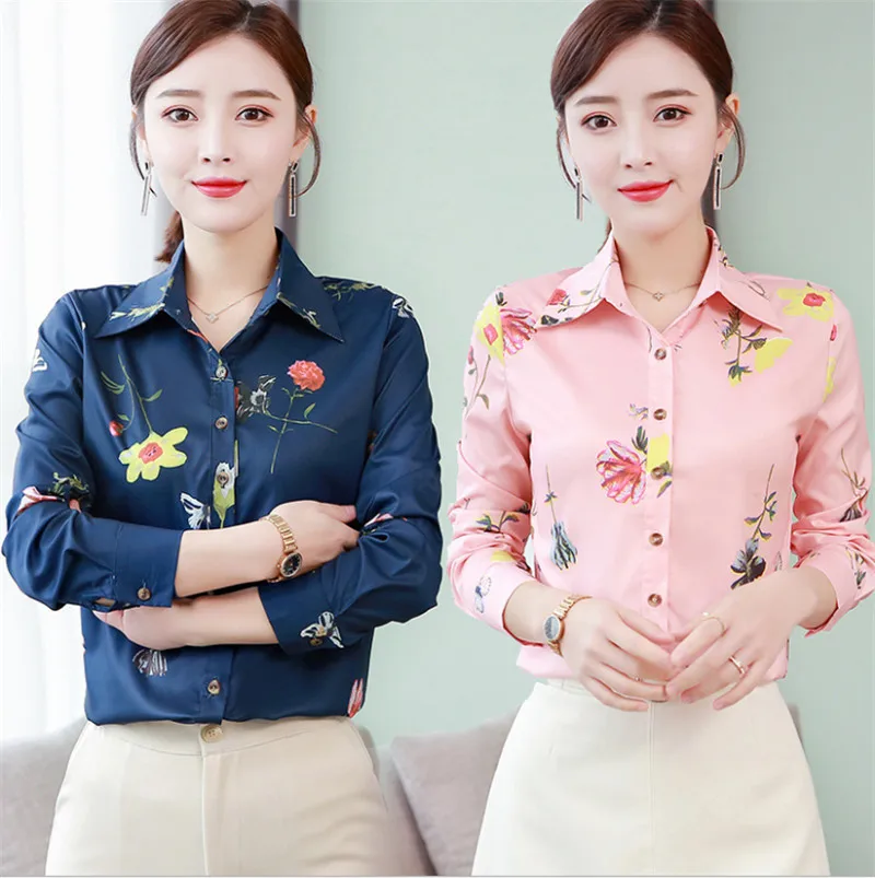 Plus Size Spring 2020 Long Sleeve Chiffon Blouse Korean Casual Women Streetwear Shirts Elegant Office Shirt Ladies Print Tops