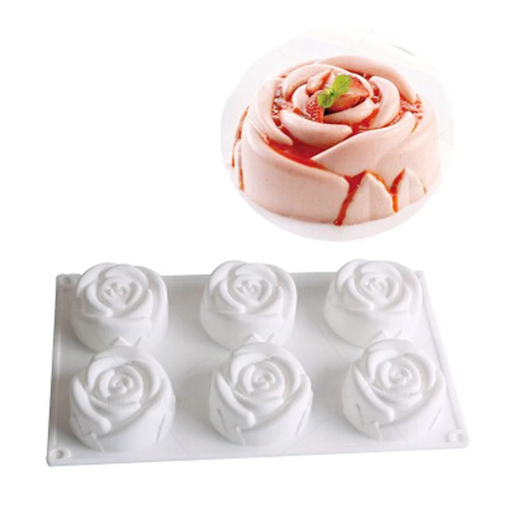 

Creative 6 Rose Shape Silicone Resin Fondant Cakes Mousse Cake Mold Jelly Pudding Molds Chocolate Ice Mould Kitchen Accessories