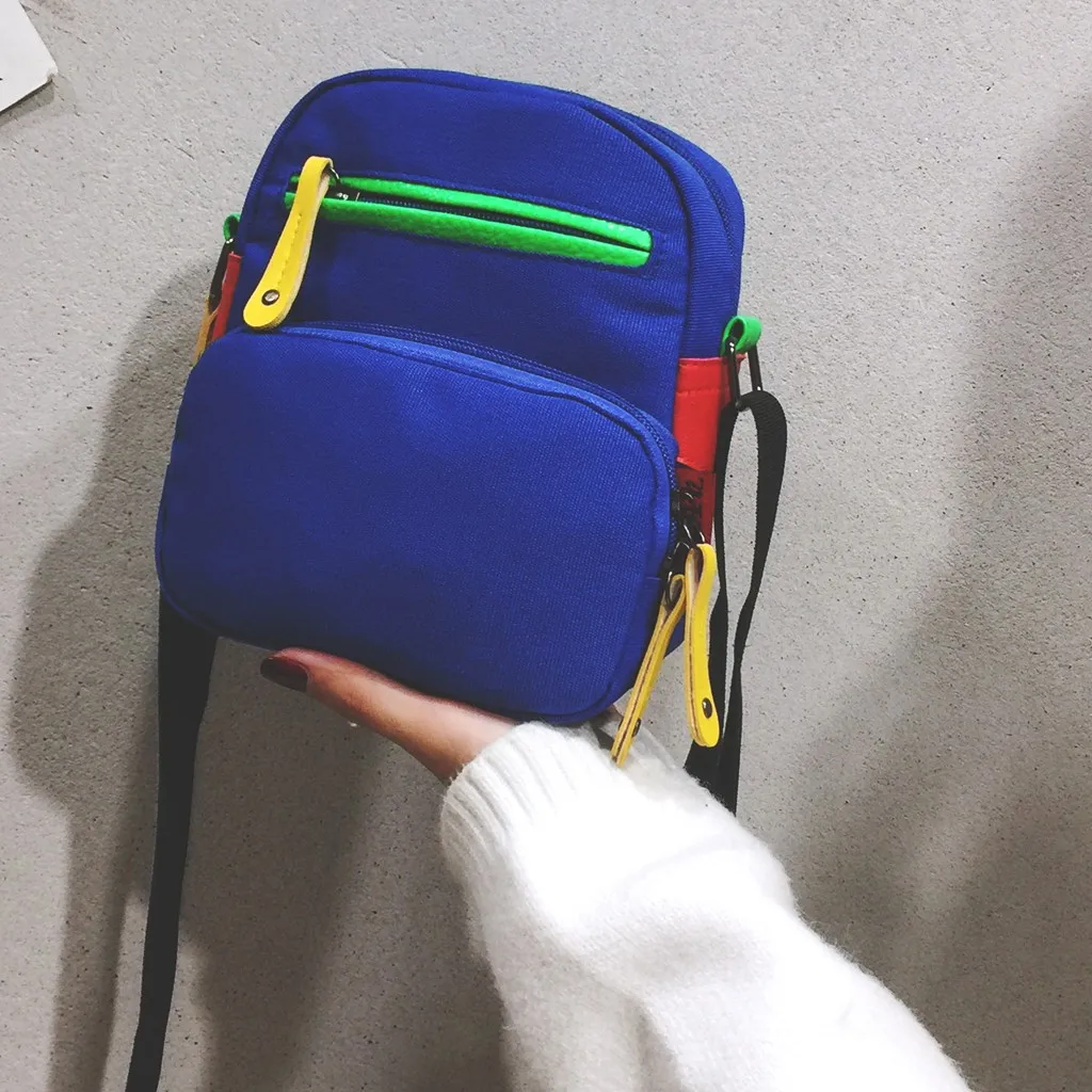 Женская Холщовая Сумка 20 # стильная маленькая сумка контрастных цветов в стиле