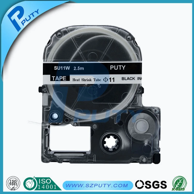 10 упаковок SU11W термоусадочная трубка этикетки ленты 11 мм черный на белом