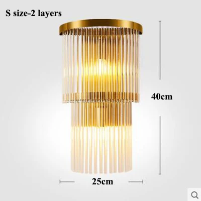 Современный Блеск Crystal Led настенный светильник из золотистого металла Спальня настенные светильники светодиодные светильники Обеденная светодиодный светильник настенный Гостиная бра - Цвет абажура: S size
