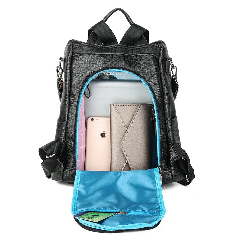 

Anti Theft Female Backpack School Bag Teenage Girls PU Leather Luxury Women Bags Designer Bookbag Shoulders Bags Travel Daypack