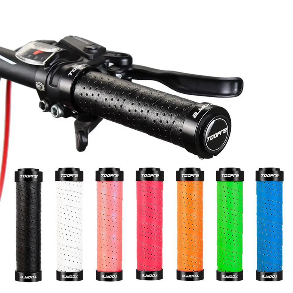 

TOOPRE Shock-Absorbing Bike Handle Sleeve Anti-skid Rain-proof Handlebar Grips with Plug Breathable Holes Riding Accessories