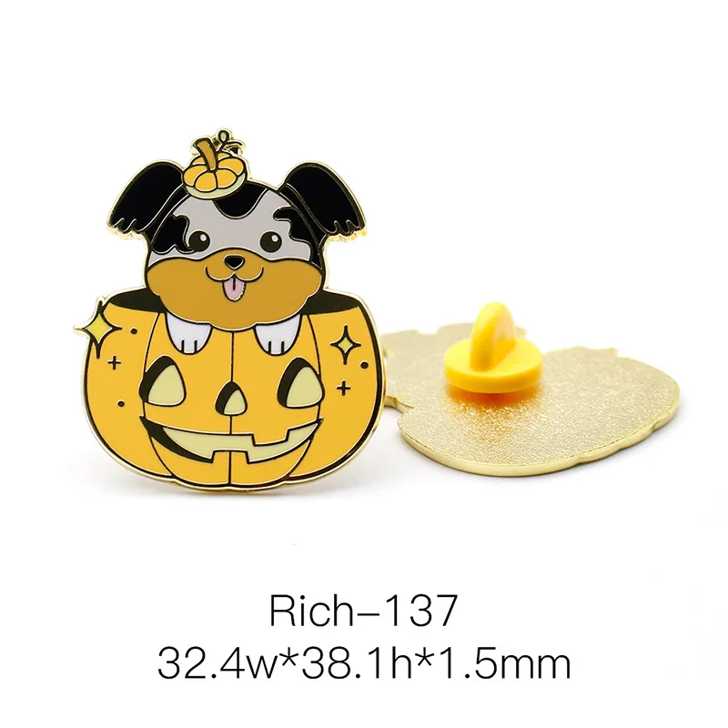 

Sale Cute Pumpkin Lantern Crown Dog Hard Enamel Pin Fashion Cartoons Animal Brooches Metal Badge Jewelry Gothic Halloween Gift