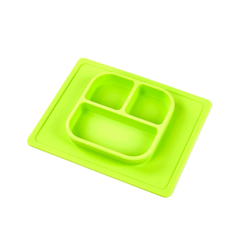 Детская тарелка BPA бесплатно Нескользящая детская силиконовая клетчатая для