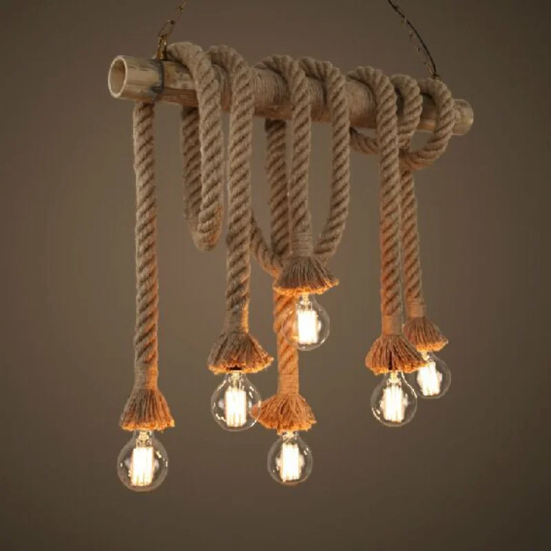

Vintage Rope Pendant Light Lamp Loft Creative Personality Industrial Retro Lamp Edison Bulb American Style For Living Room