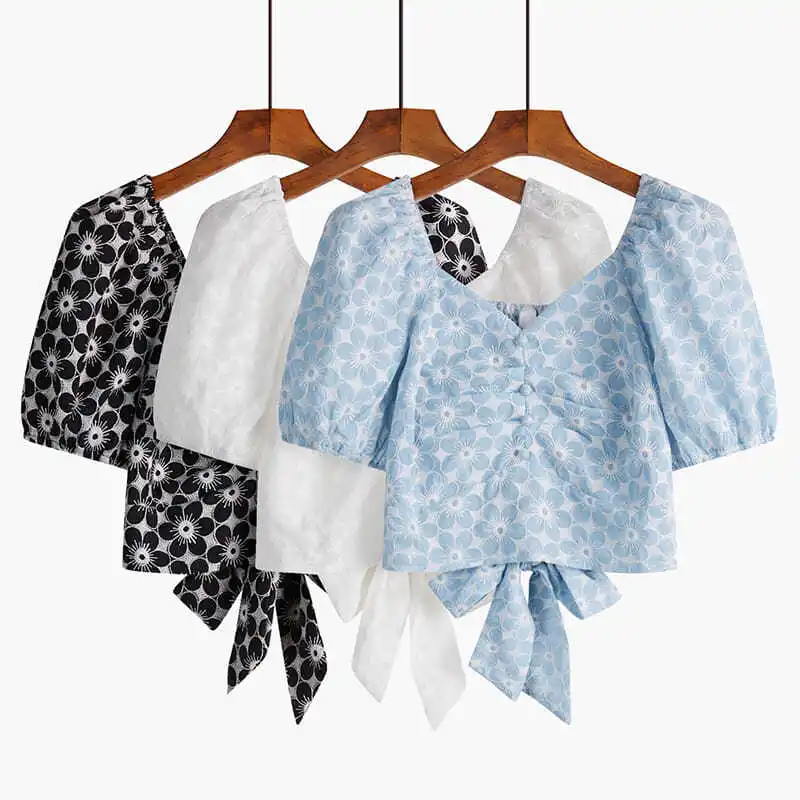 Блузка женская универсальная с рукавами-фонариками и открытой спиной | Женская