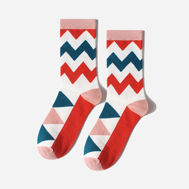 Забавные носки парные с геометрическим рисунком хлопковые для мужчин в